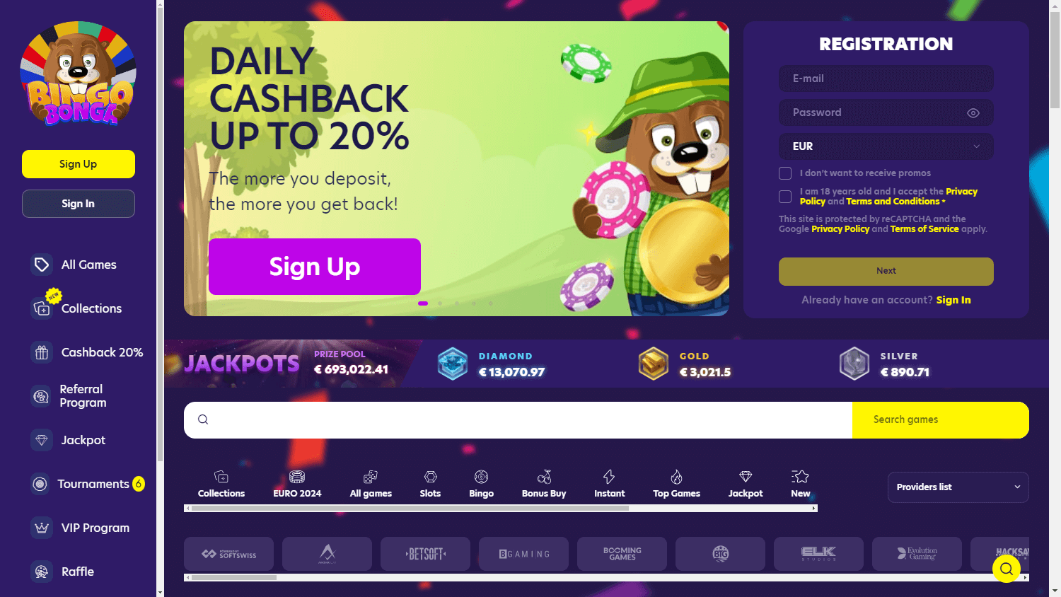 Bingo Bonga Casino Desktop screenshot