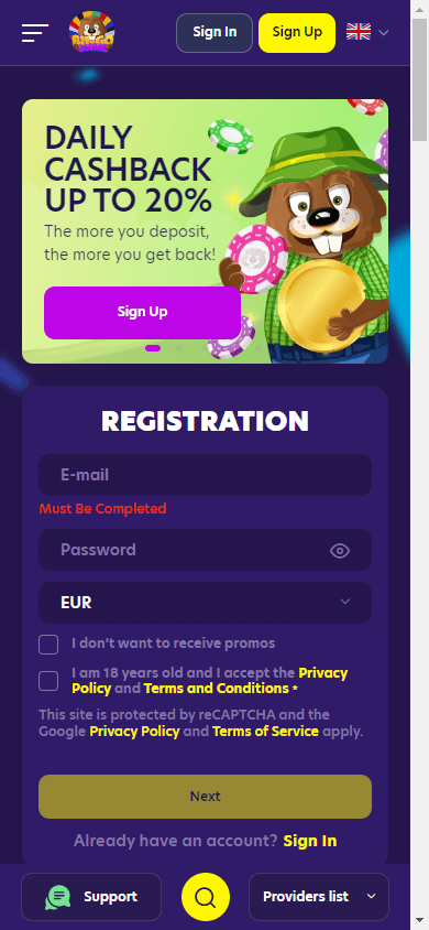 Bingo Bonga Casino Mobile screenshot